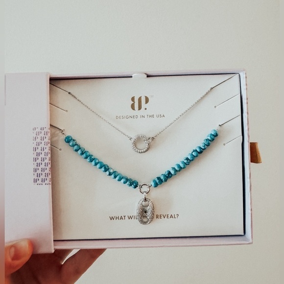 NWT Silver Plated Turquoise and CZ Necklace - Picture 1 of 4